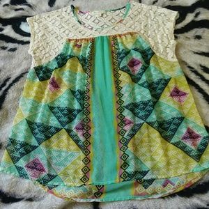 Love Fire Aztec Print Blouse